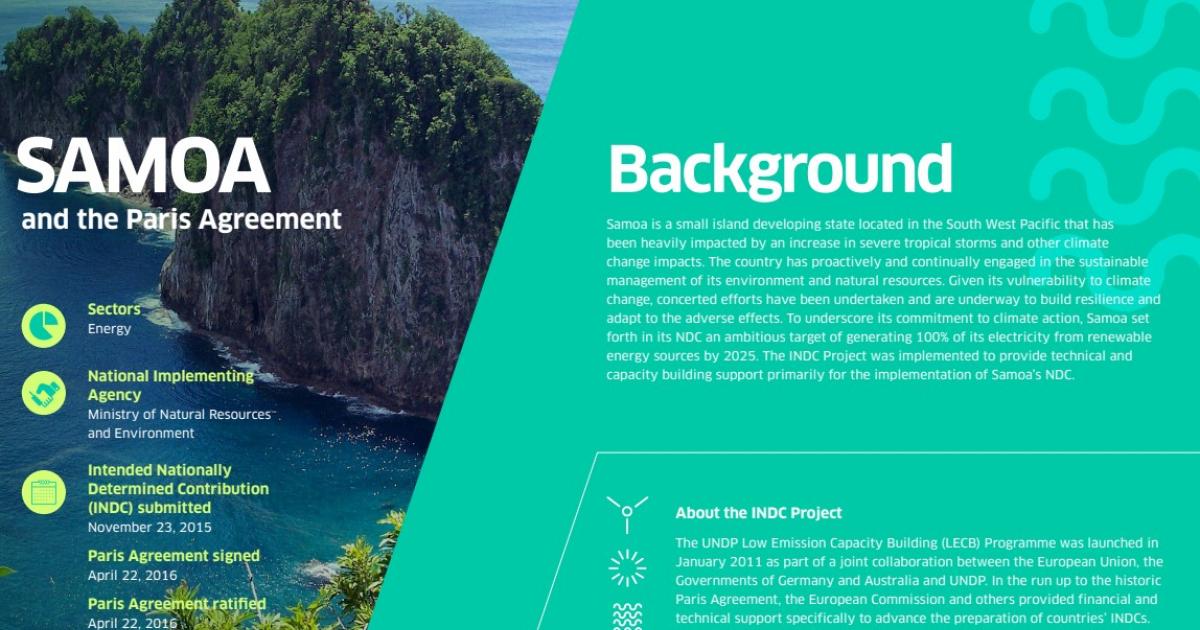INDC Project Actions and Impacts Samoa Climate Promise